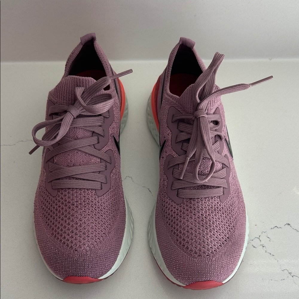Women’s Nike Epic React FlyKnit 2 Running Sneakers in Plum Dust/Black
